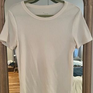 a new day white Ribbed Top